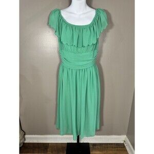 Vintage Leo Narducci Ambiance Midi Green Silk Blend Zip Back Size M